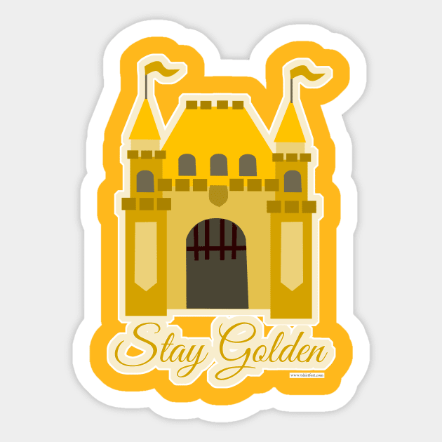Cute Golden Theme Style Castle Art Pattern Sticker by Tshirtfort